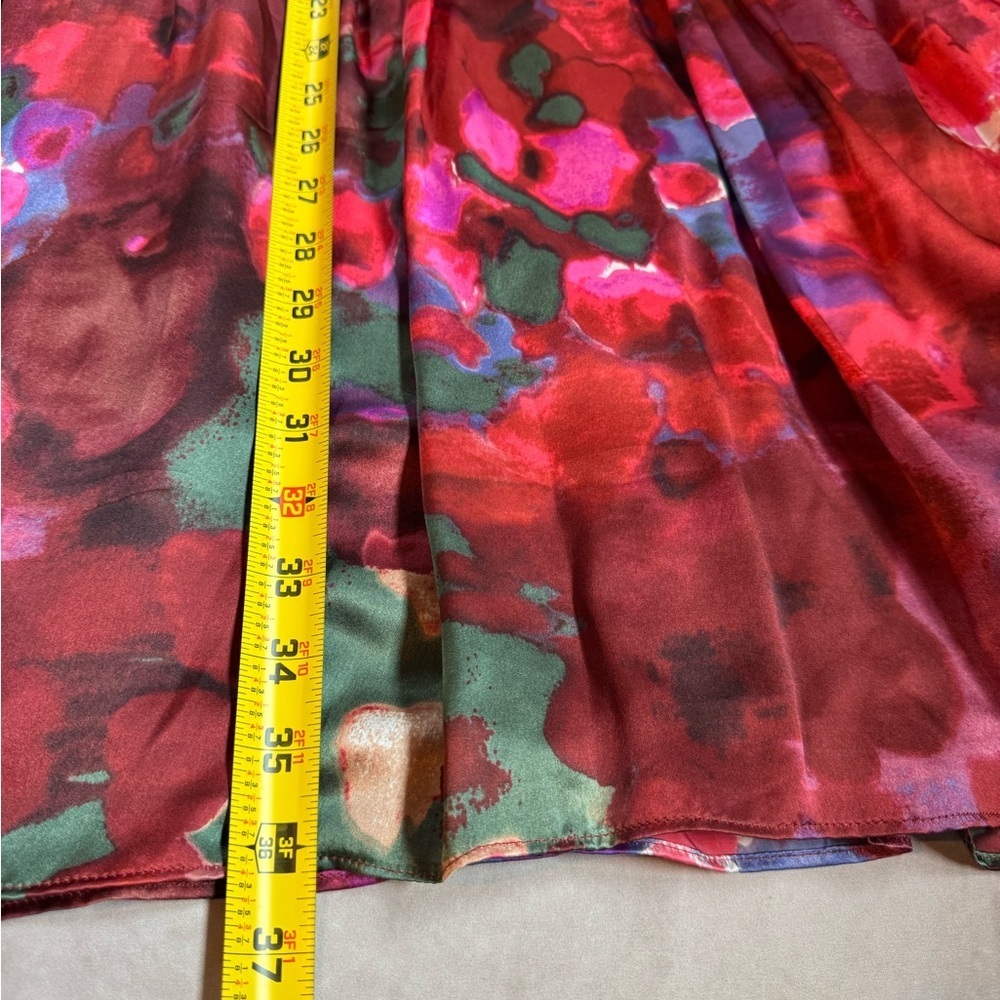Banana Republic Silk Cocktail Dress Watercolor Wedding Guest Womens Size 8P Red - Picture 9 of 11
